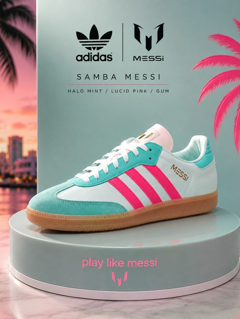 adidas Samba Messi KI8505 Halo Mint Lucid Pink Gum Men 10 Women 11 NEW NIB